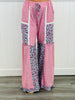 Pink Mutli Waffle Knit Floral Detailed Pants (Reg. and Plus)