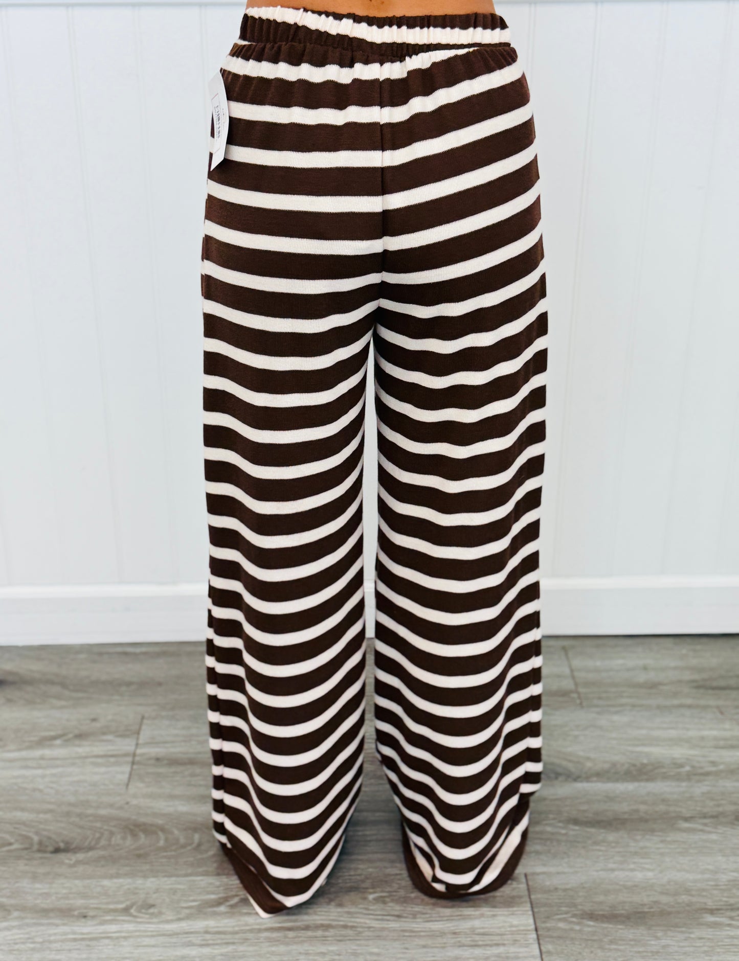 Brown/White Stripe Pleated Pants (Reg.)