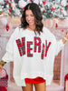 White/Red Plaid Merry Waffle Knit Sweatshirt (Reg & Plus)