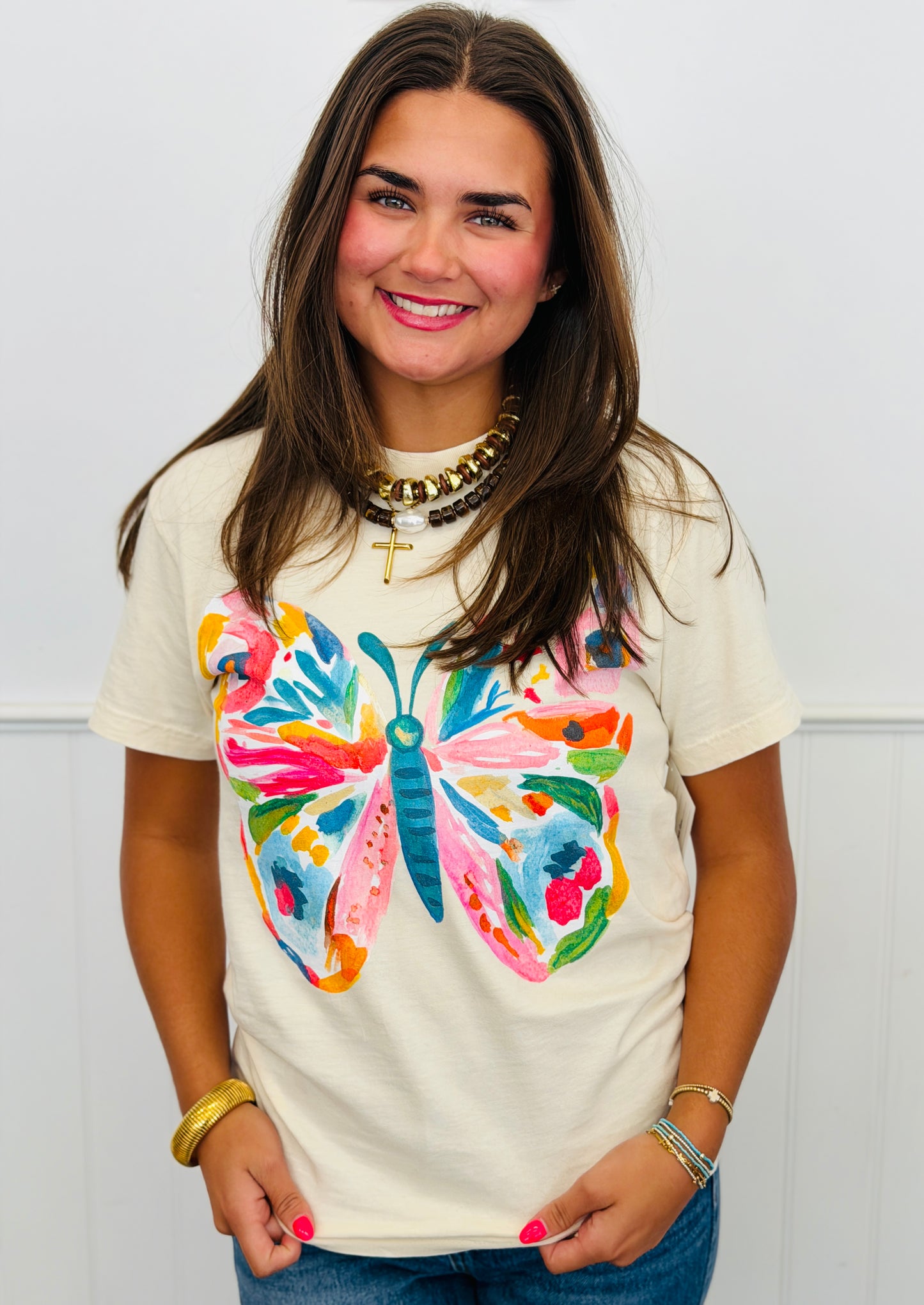 In Full Color Butterfly Graphic Tee (Reg. and Plus)