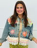 POL Washed Denim Floral Fantasy Button Up Jacket (Reg.)