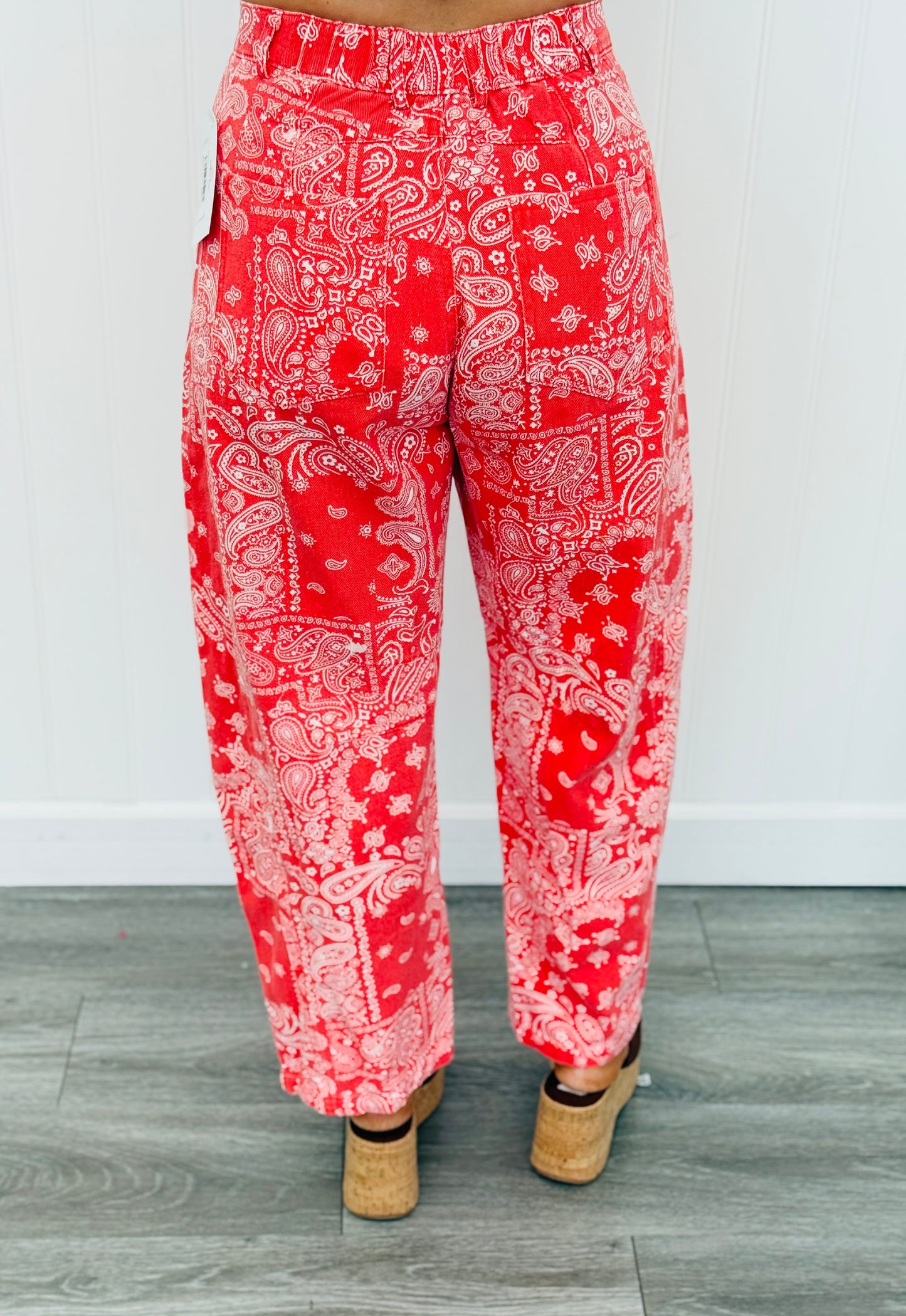 Red Bandana Print Barrel Pants (Reg. and Plus)