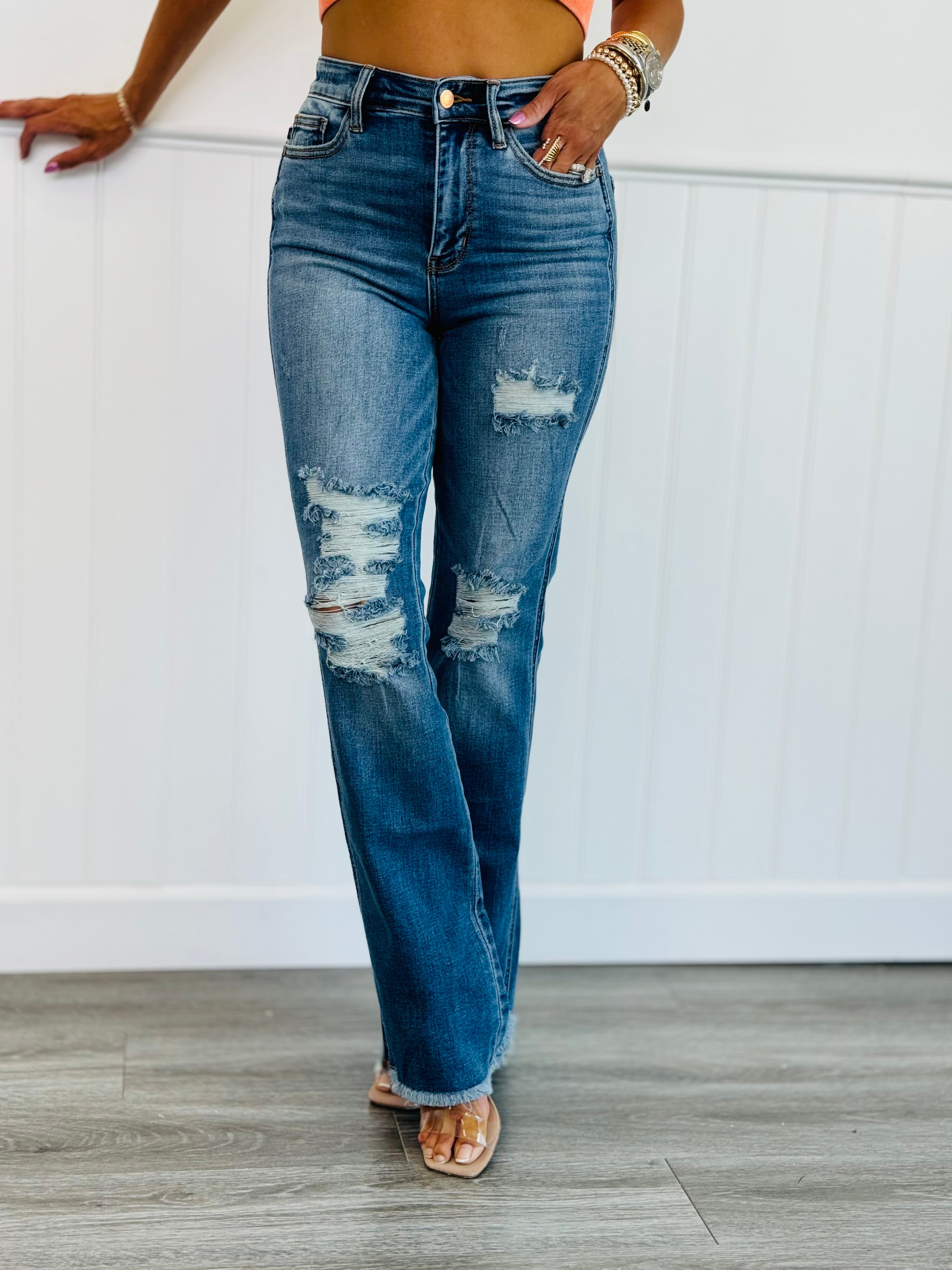 Burnt Rose Wide Leg Jeans main image 0