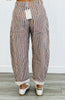Burnt Sienna Stripe Barrel Pants (Reg.)