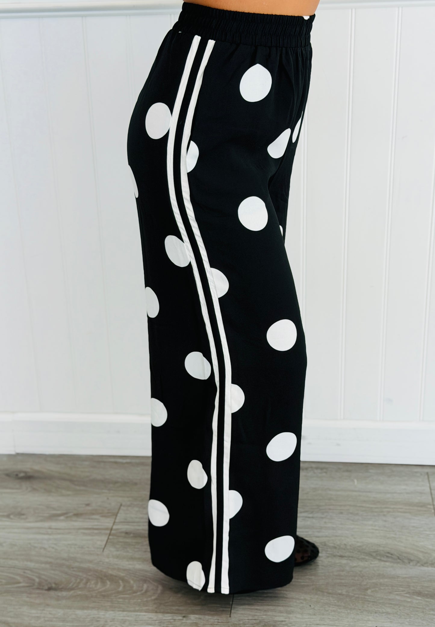 Black/White Polka Dot Top & Pants Set (Reg & Plus)