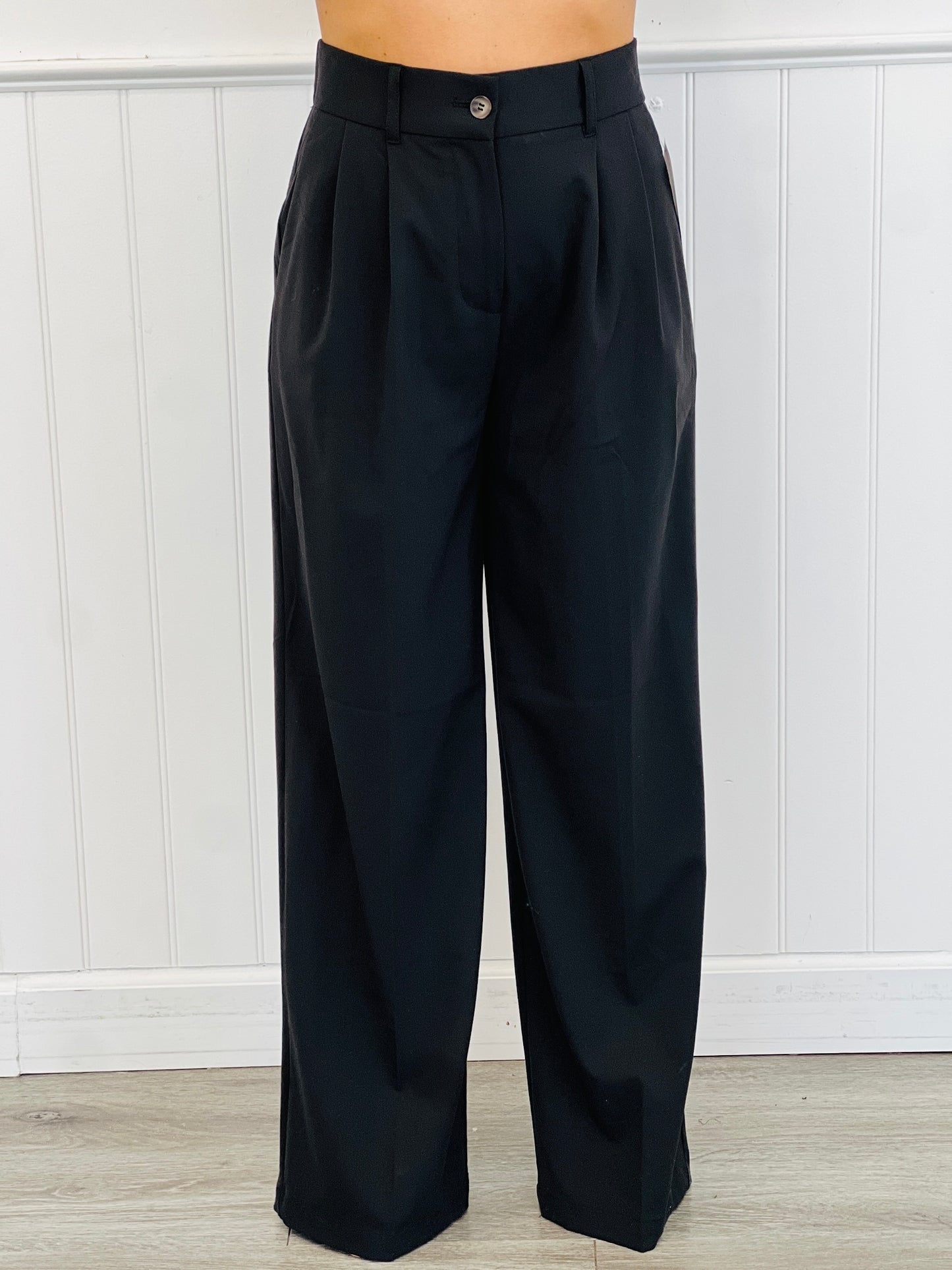 Wide Leg Perfectly Pleated Pants (Reg)-2 Colors
