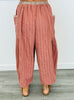 Contrast Waist Textured Cropped Pants (Reg. and Plus) - 2 Colors