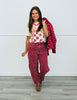 Burgundy Polka Dot Barrel Pants (Reg. and Plus)
