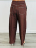 Brown Twill Peplum Top & Pants Set (Reg.)
