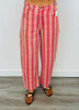 Pink Combo Plaid Print Washed Barrel Pants (Reg.)