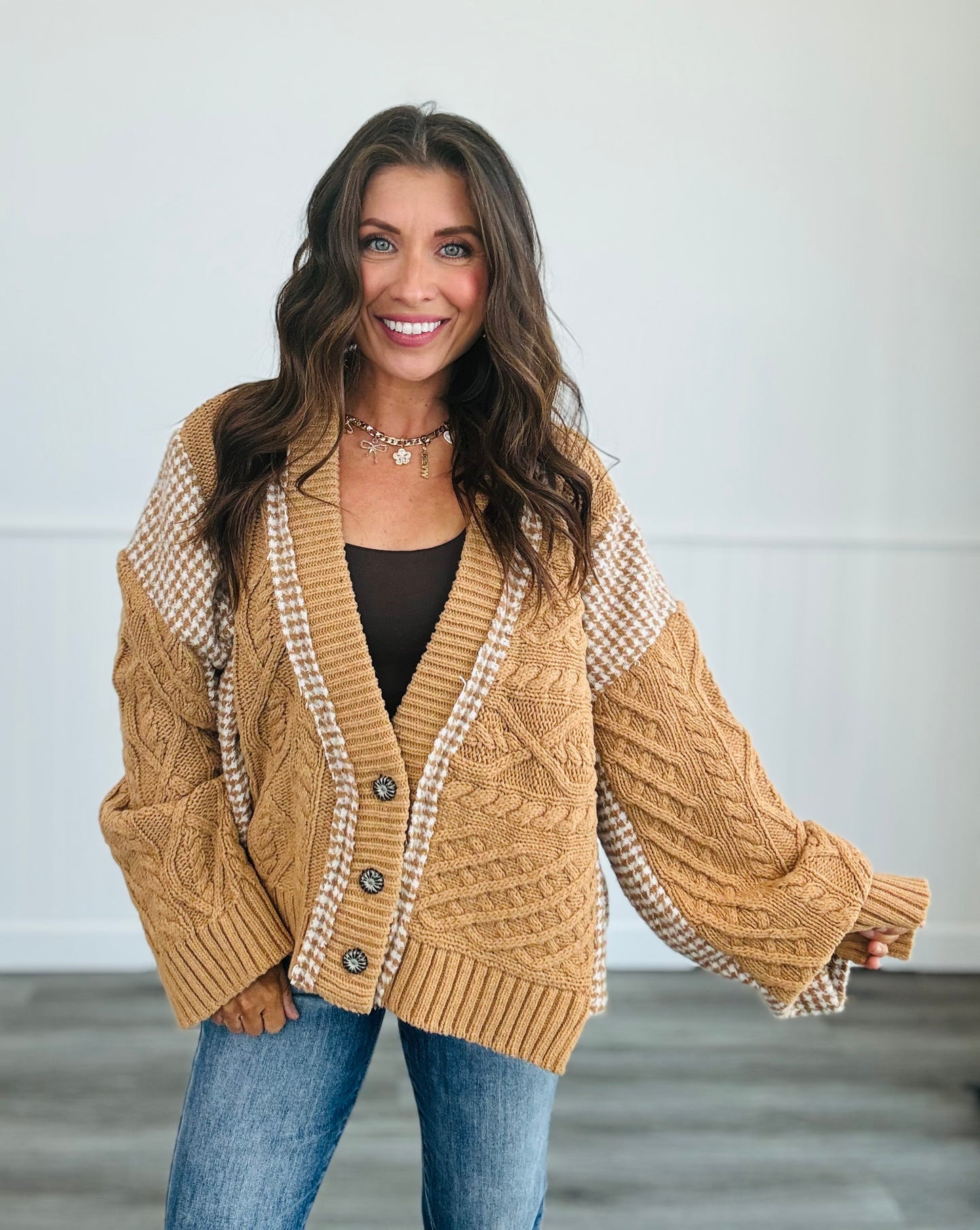 POL Mocha Naturally Quirky Sweater Cardigan (Reg.)