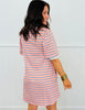 Striped Puff Sleeve Mini Dress (Reg. and Plus)