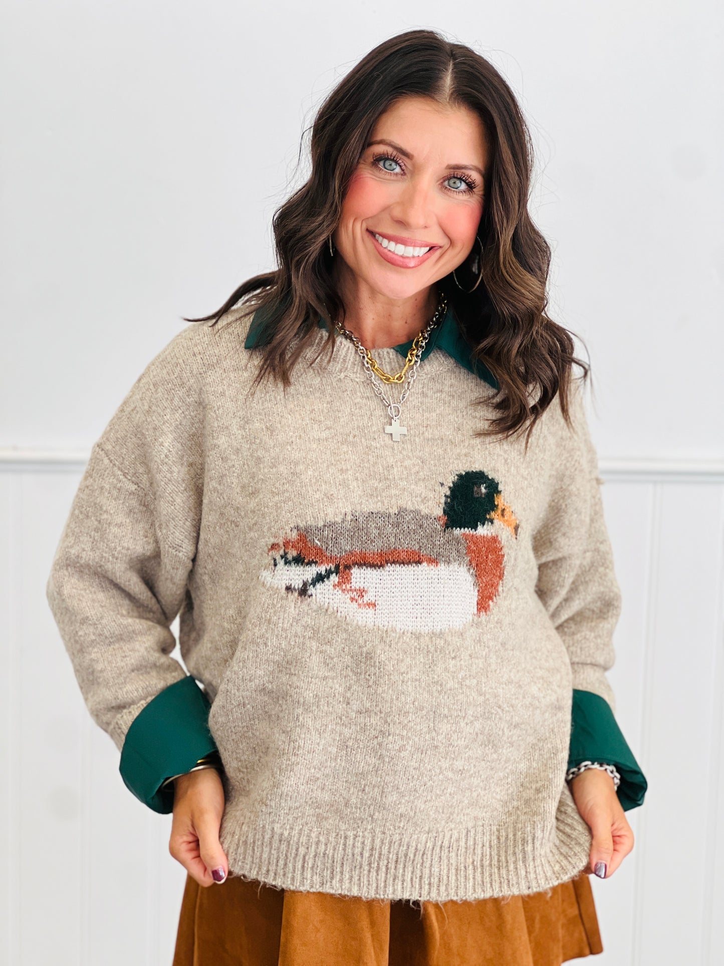 Duck Graphic Pullover Sweater (Reg.)-2 Colors