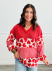 Red Color Block Hearts & Checks LS Top (Reg & Plus)
