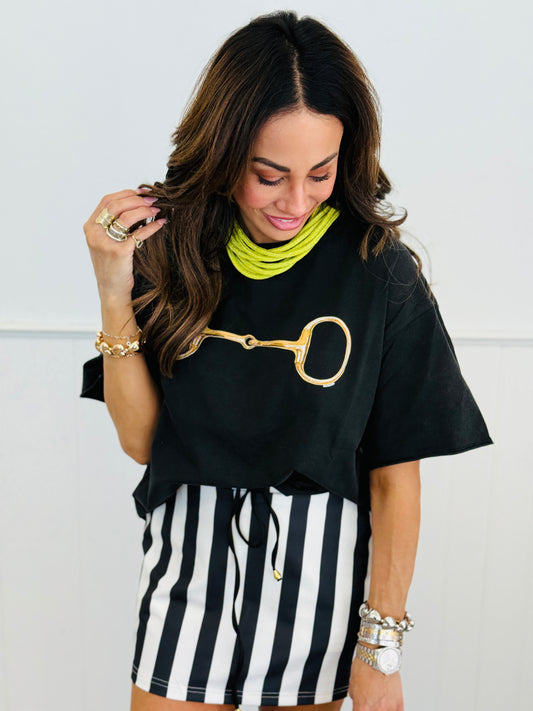 Gold Horse Bit Boxy Tee (Reg. and Plus)