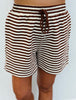 Mocha Striped Hoodie Top & Shorts Set (Reg.)