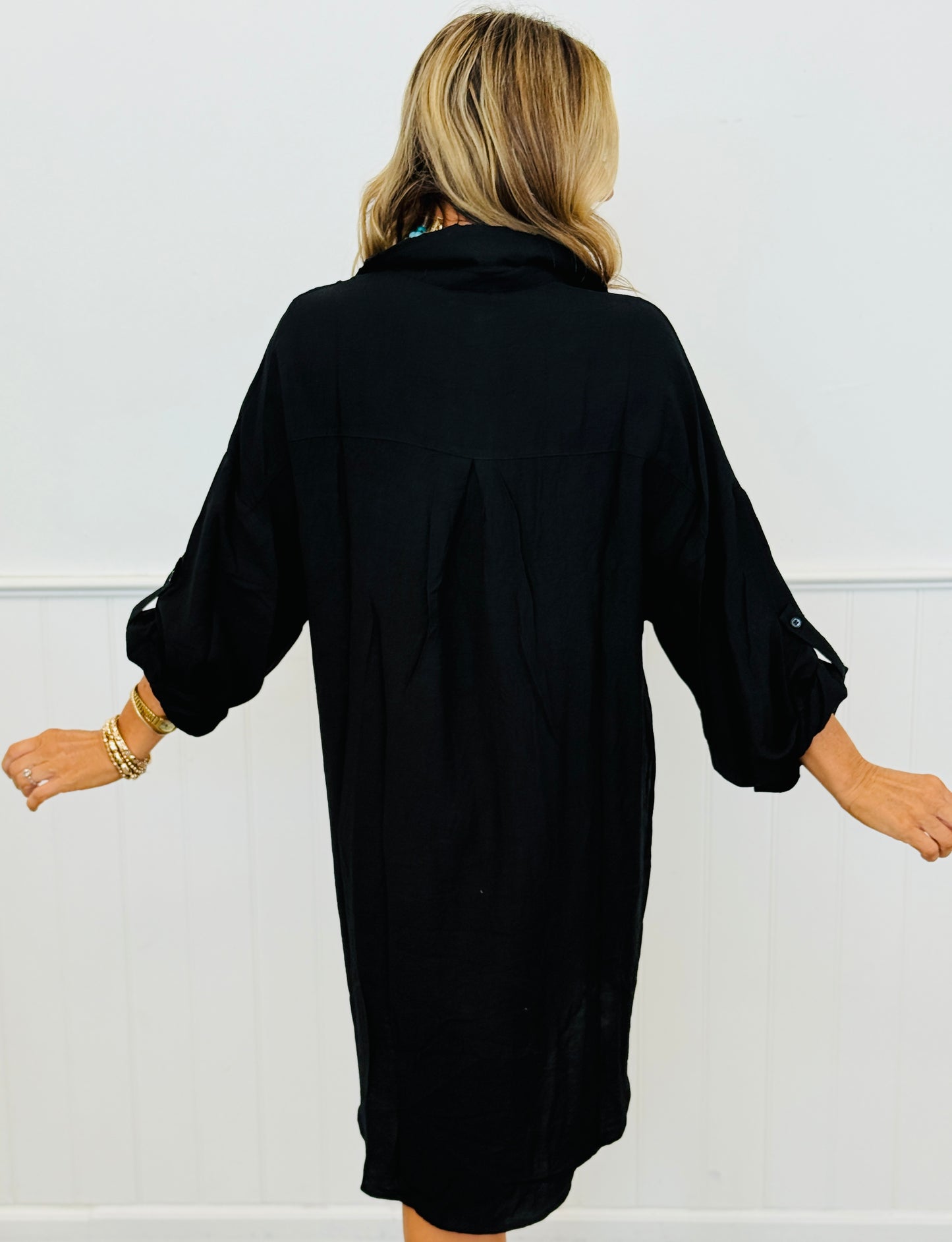 Button Down Shirt Dress (Reg. and Plus) - 2 Colors