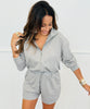 H Grey Half Zip LS Romper (Reg.)