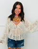 Ivory Eyelet Embroidered V-Neck Top (Reg. and Plus)