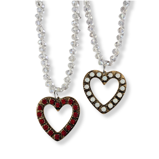 Jeweled Heart Pendant Necklace (2 colors)