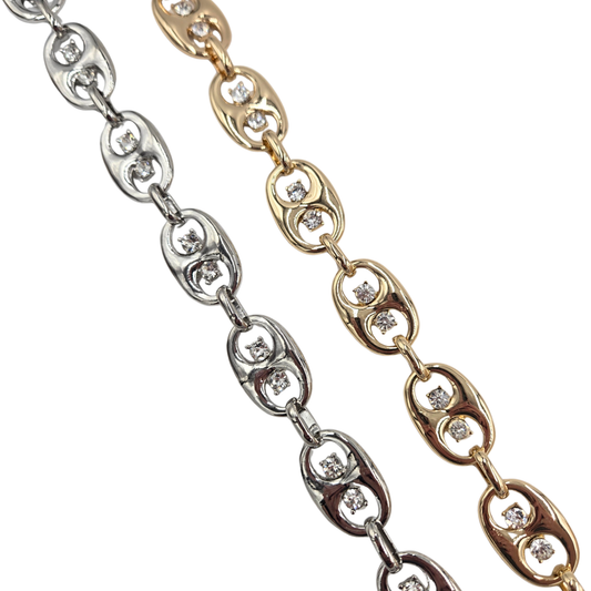 Mariner Chain Clear Jeweled Necklace (2 colors)