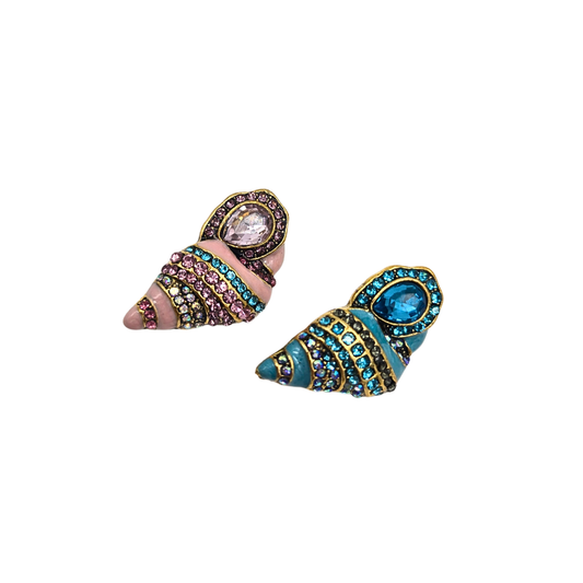 Jeweled Conch Shell Brooch (2 colors)