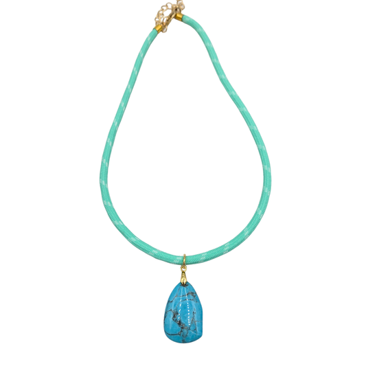Bungee Cord Turquoise Pendant Necklace