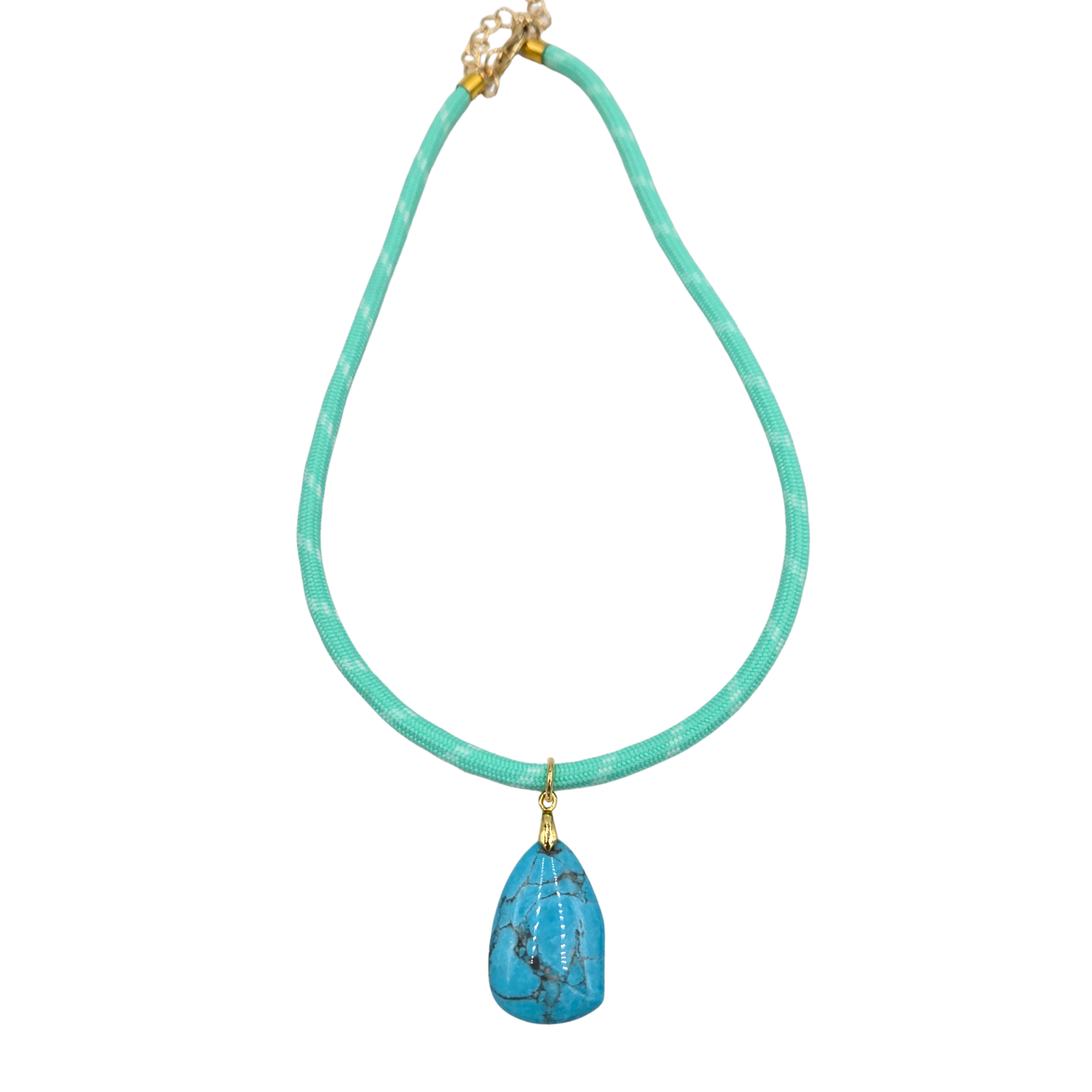 Bungee Cord Turquoise Pendant Necklace