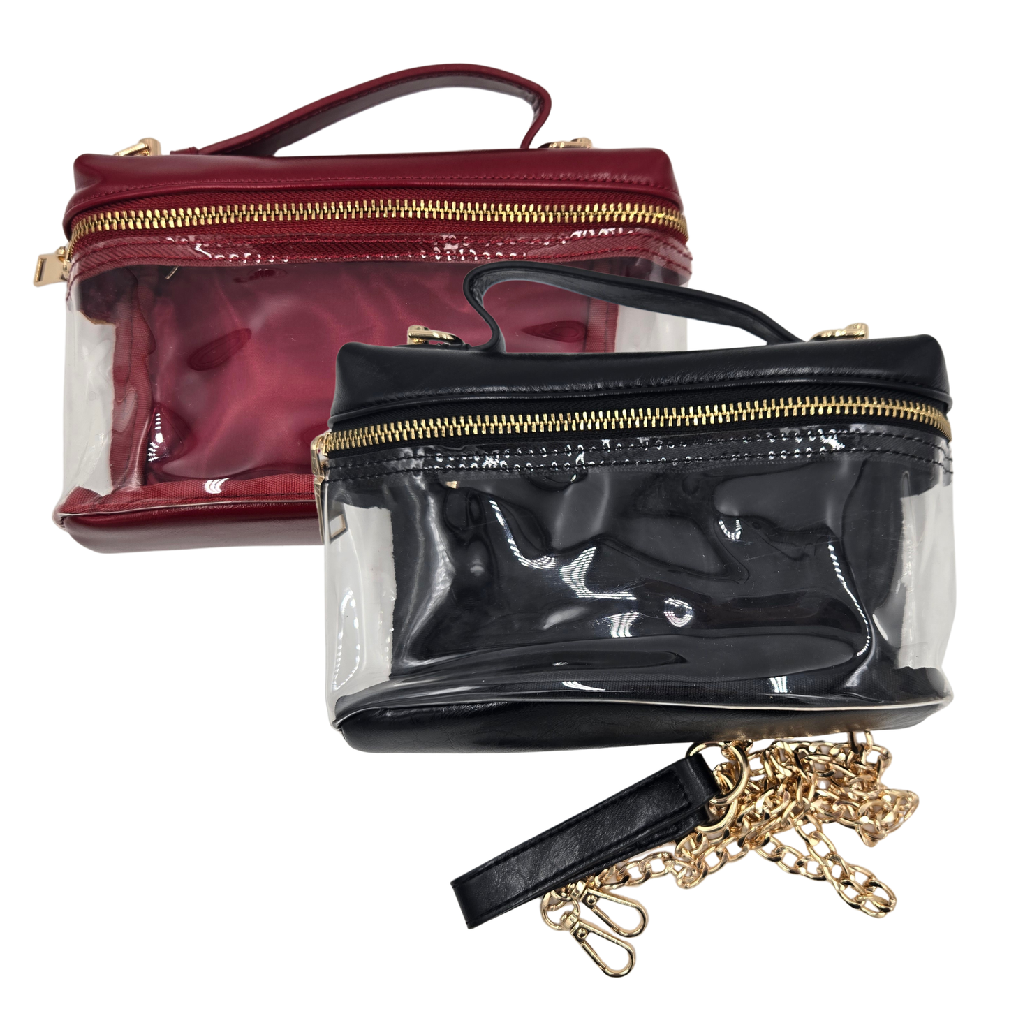 Faux Leather Clear Crossbody Bag (2 colors)