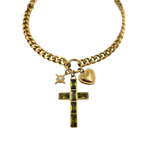 Lauren Kenzie - Sage Cross Charm Necklace