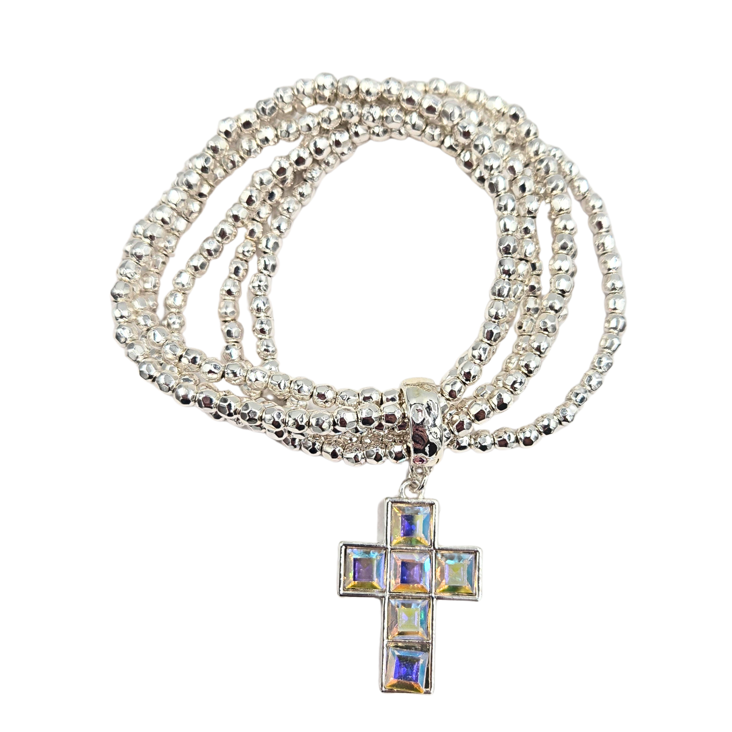 Iridescent Cross Beaded Bracelet