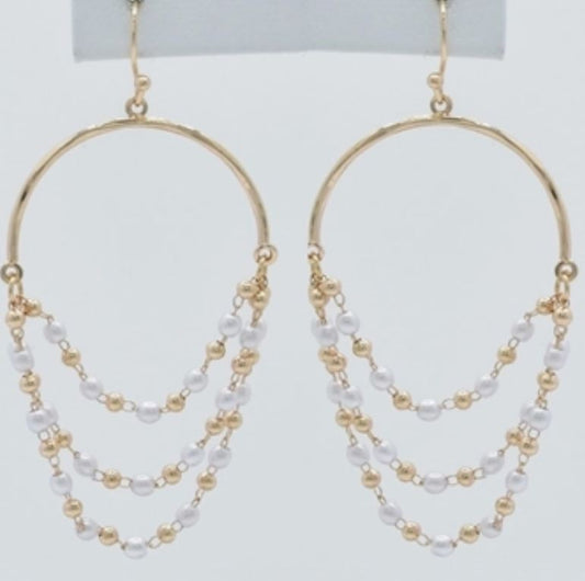 Gold U Shape Pearl Earrings