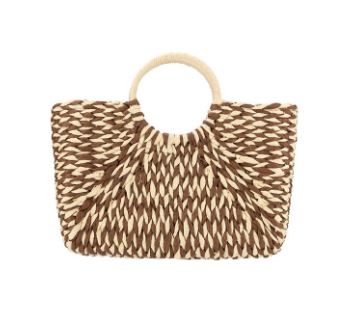 Two Tone Natural Straw Bag-5 Colors