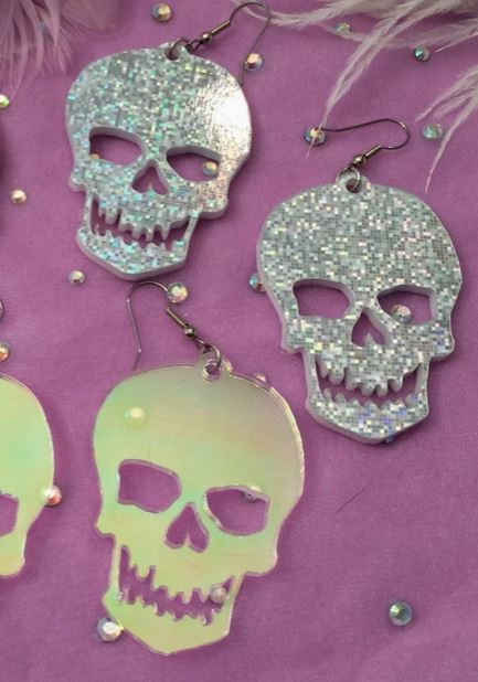 Sweet Skull Acrylic Earrings-2 Colors