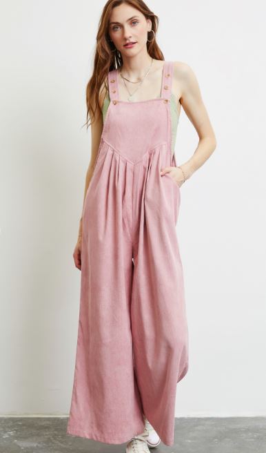 Powder Pink Corduroy Overalls (Reg & Plus)