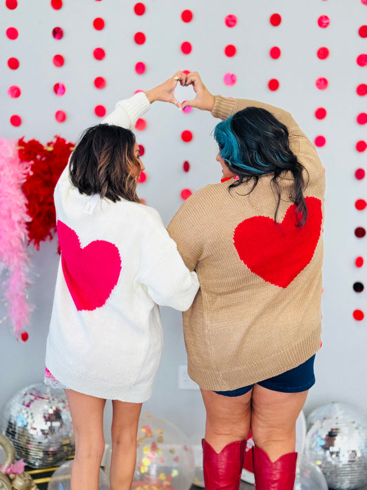 Happy Heart Sweater Cardigan (Reg)-2 Colors