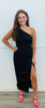 One Shoulder Ruched Knit Top (Reg.)-2 Colors