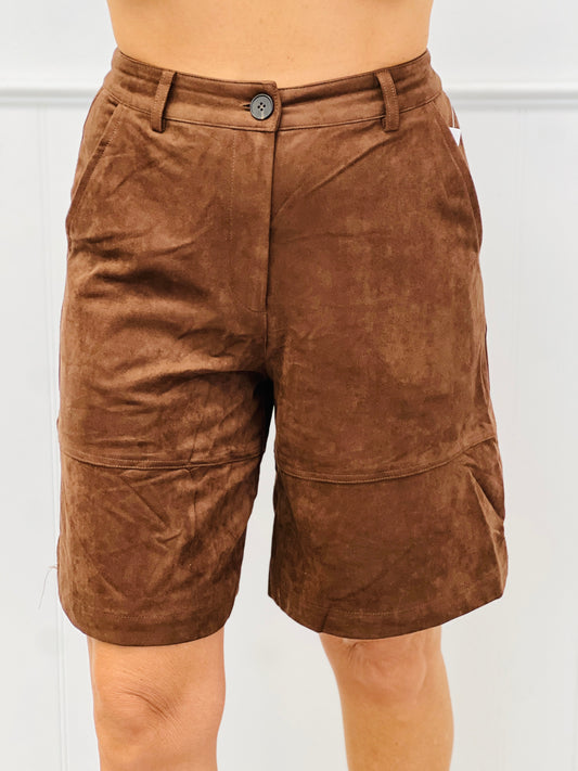 Brown Suede Knee Length Bermuda Shorts (Reg.)