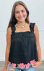 Flower Embroidered Poplin Blouse (Reg. and Plus) - 2 Colors
