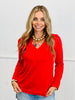 Red V-Neck Long Sleeve Top (Reg. and Plus)