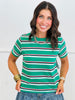 Short Sleeve Multi Stripe Knit Top (Reg.)-2 Colors