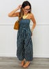 Navy Strapless Stripe Wide Leg Jumpsuit (Reg.)