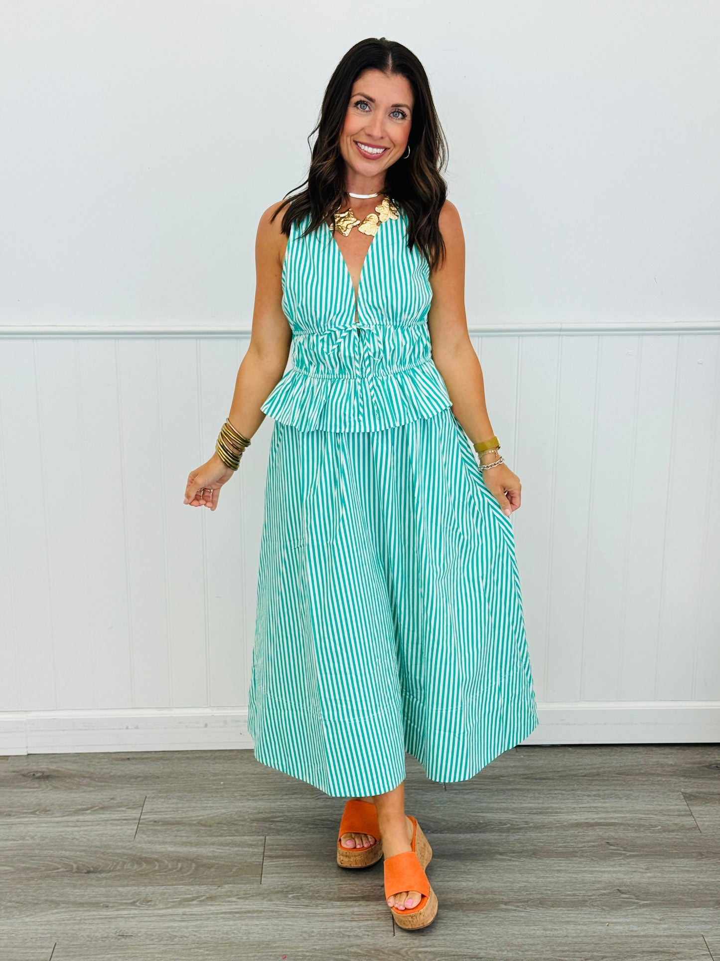 Striped Flowy Midi Skirt (Reg)- 3 Colors