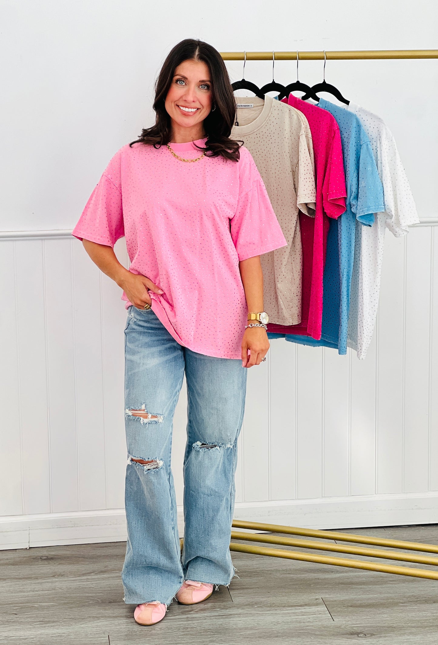 Rhinestone Short Sleeve Top Spring Remix (Reg.) - 5 Colors