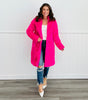 Hot Pink Fuzzy Faux Fur Trench Coat (Reg)