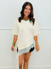 Cream Lace Detail Short Sleeve Top (Reg.)