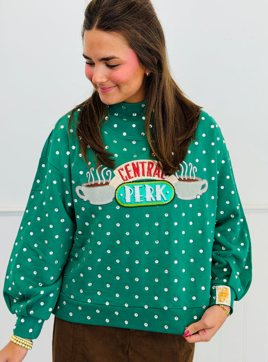 Queen Of Sparkles Central Perk Coffee FRIENDS™ Rhinestone Sweatshirt (Reg. & Plus)
