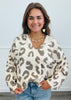POL Beige Leopard V-Neck Hooded Top (Reg.)