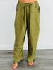 Olive Linen Blend Drawstring Pants (Reg & Plus)