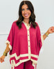 Cranberry Contrast Stripe Shirt & Pants Set (Reg & Plus)